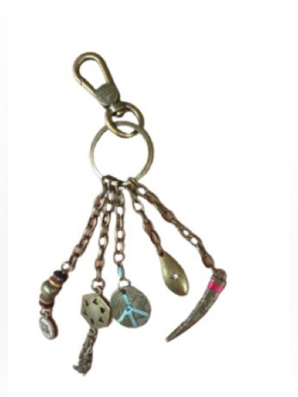 The Sak Antique Brass Multi-Charm Key & Card Holder with Pink Accent